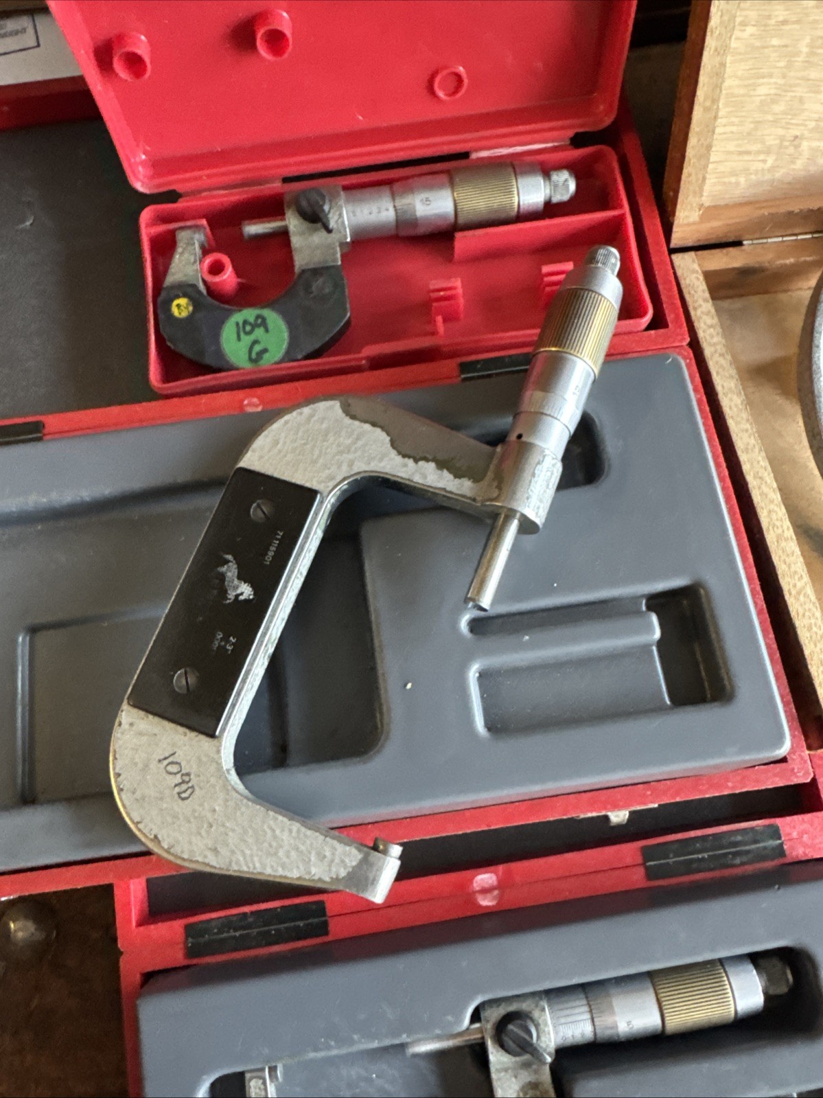 Etalon Switzerland Outside Micrometer Set 0-5” 0001″ w/ Cases A30