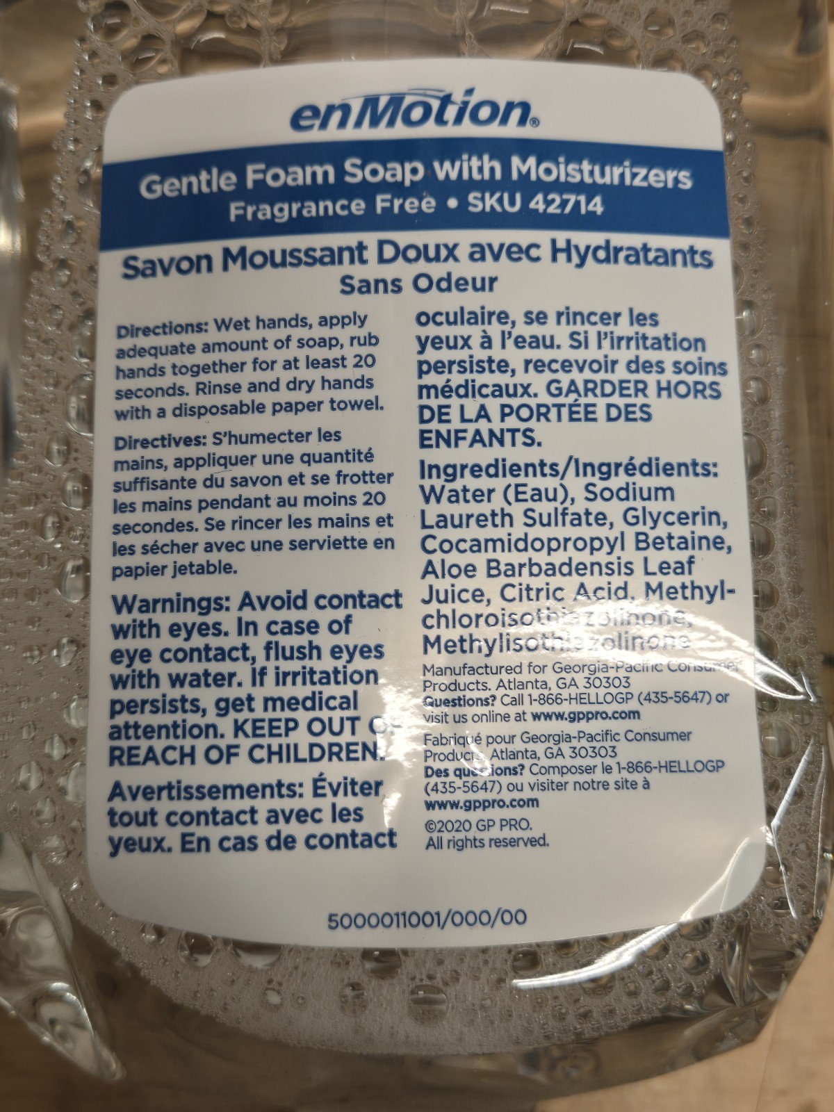 2 EnMotion Gentle Moisturizing Foam Soap Dispenser Refills 1200 ML 42714