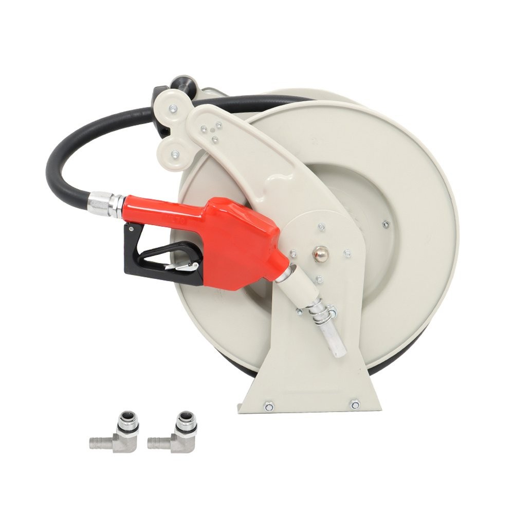 Diesel Hose Reel 3/4″ × 50′ Auto Refueling Nozzle Gun Fuel Hose Reel Retractable