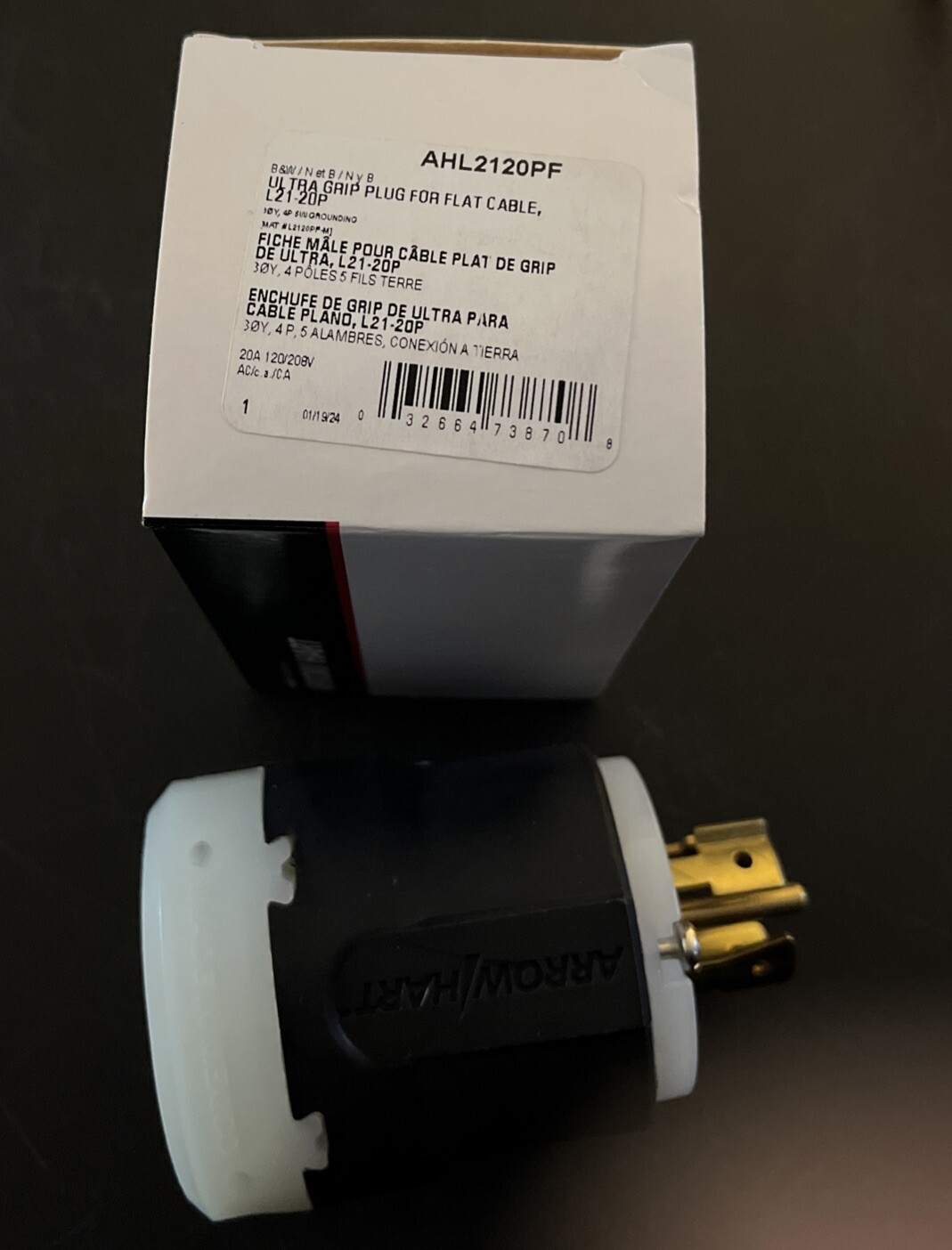 Eaton Twist Turn Locking Plug Nema L21-20P 4P 5W 20A 120/208V 3ØY AHL2120PF