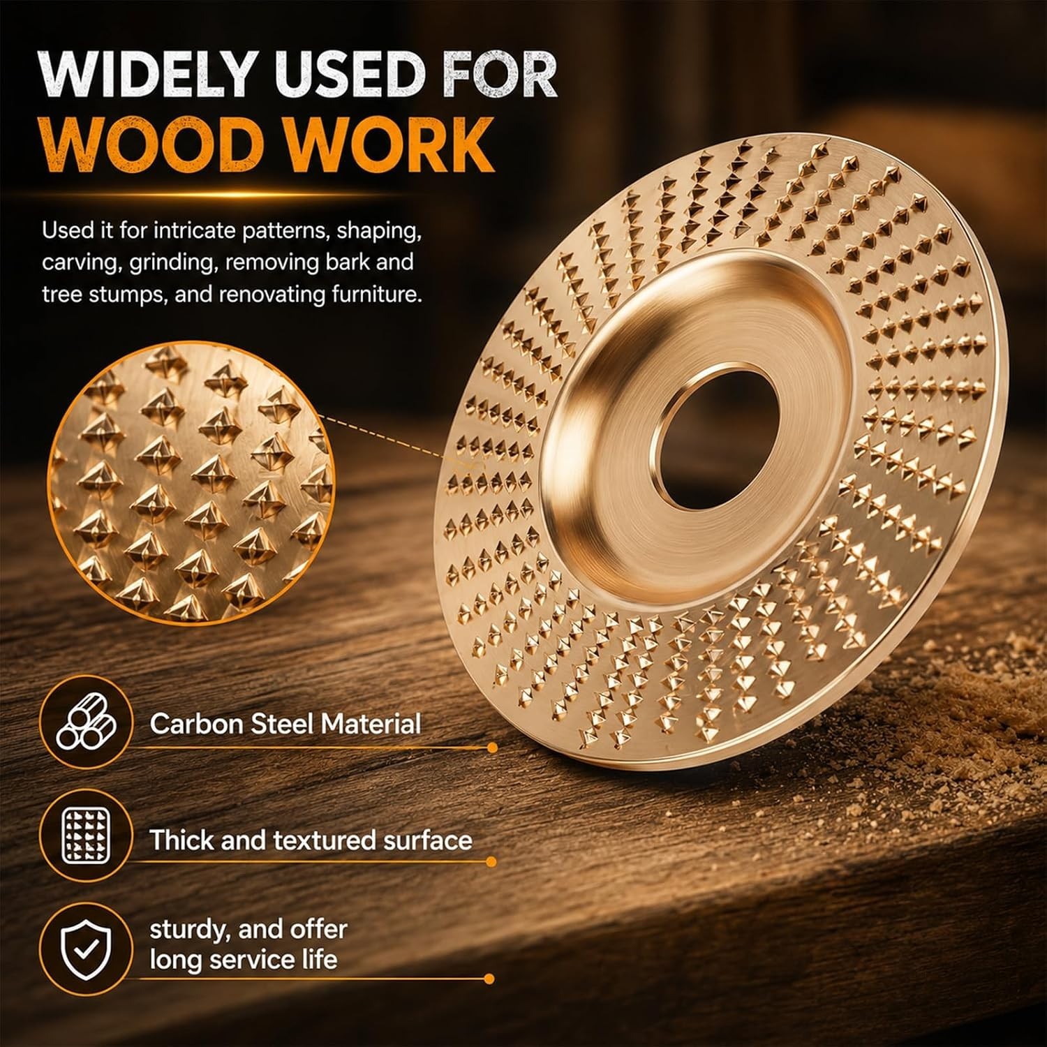 3Pcs Wood Shaping Wheel with Reducer Bushings For 4 4.5 Inch Grinder