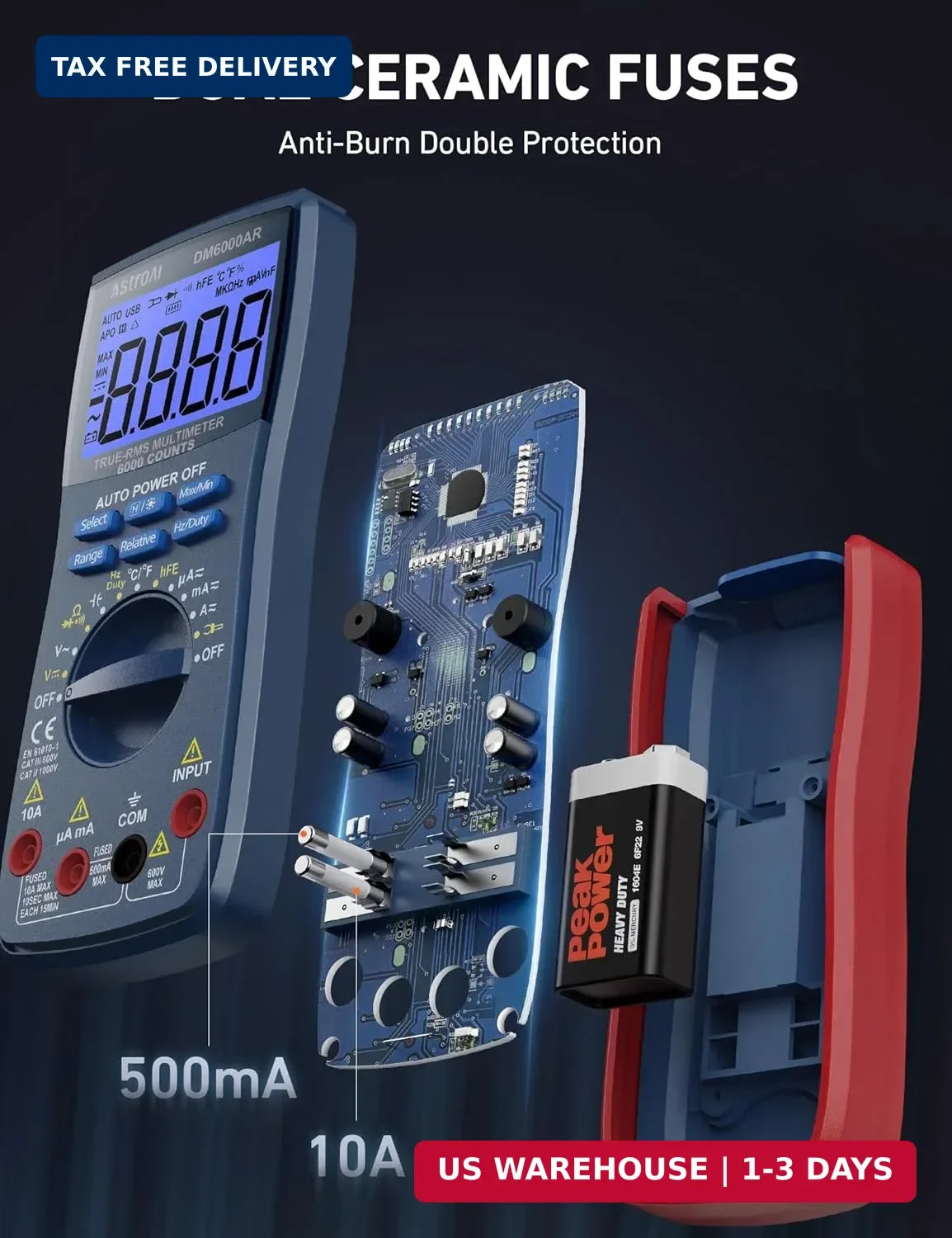 AstroAI Digital Multimeter, True RMS 6000 Counts Auto-Ranging Volt Meter for Aut