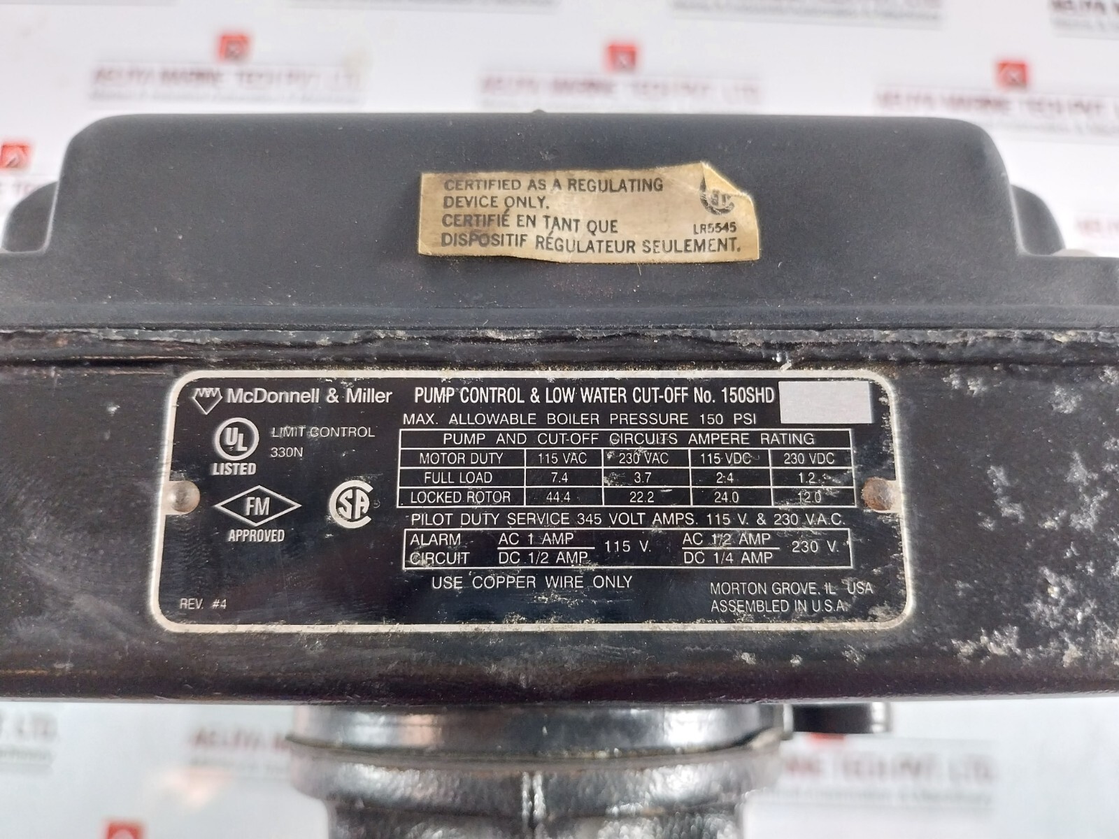 McDonnell & Miller 150SHD Low Water Cut-off/Pump Controller 150 PSI 115V/230V AC