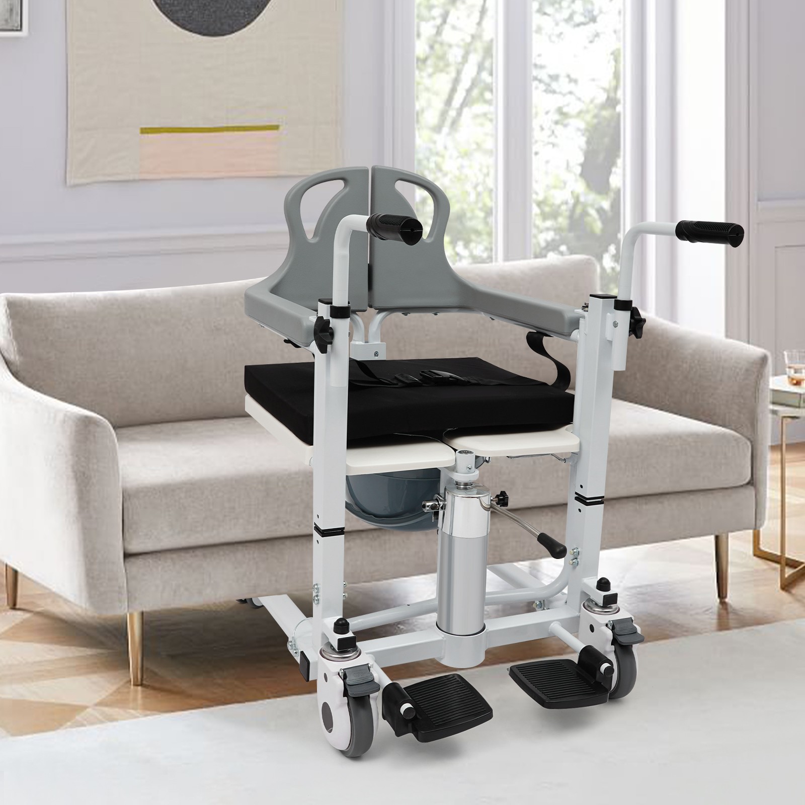 136kg/299.83lbs Patient Lift Nursing Chair Patient Hydraulic Transfer Wheelchair