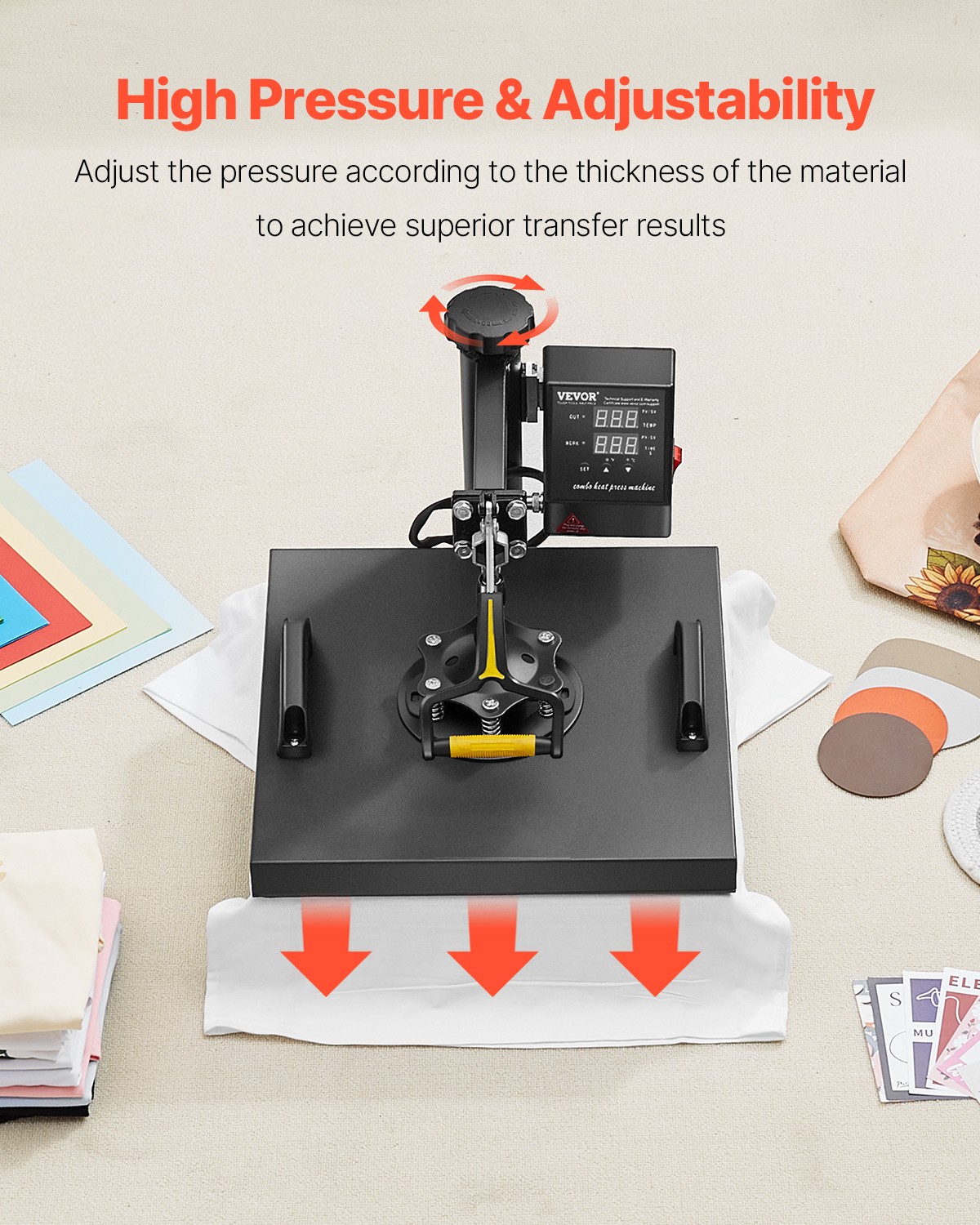 Heat Press Machine 2-In-1 15x15in Sublimation Print Transfer DIY T-shirt Cap