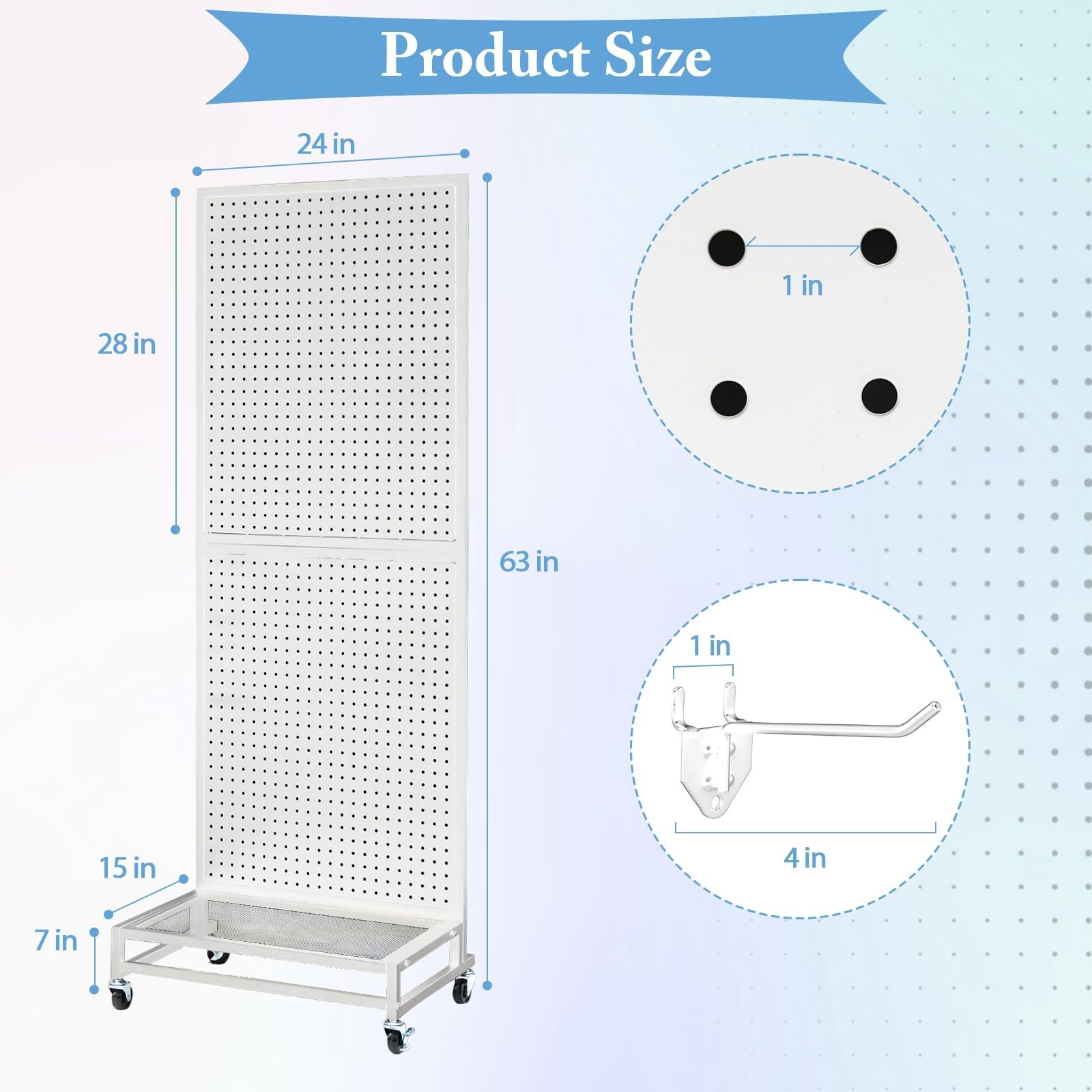 NectaCol Metal Pegboard Display Stand with Base Plate, Two Separately Pegboar…