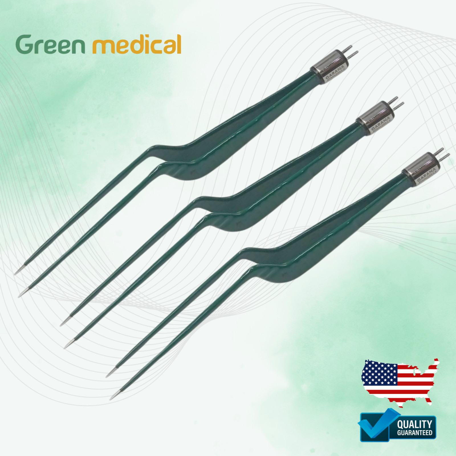 SET OF 3 Non-Stick Bipolar Forceps Us Connector 2 pin, 22cm TIP 0.5mm,1MM,1.5MM