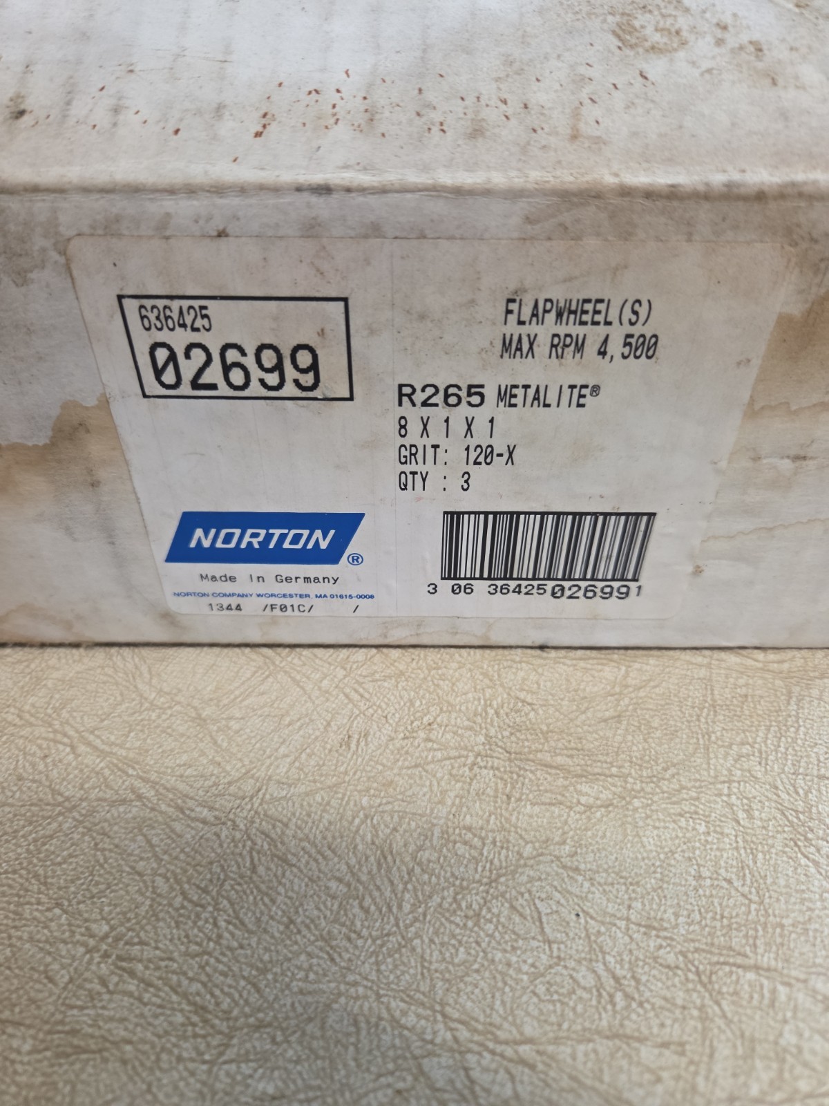 New Norton Metalite Flap Wheels 8x1x1 120-X Grit (Pack of 3)