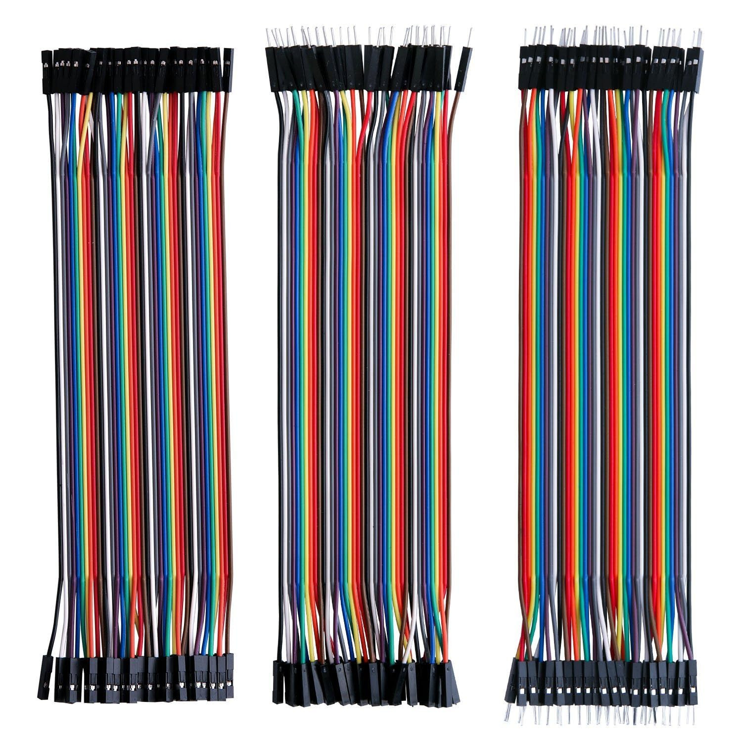 120pcs Multicolored Breadboard Jumper Wires Kit 40Pin Male to Female Male to Mal