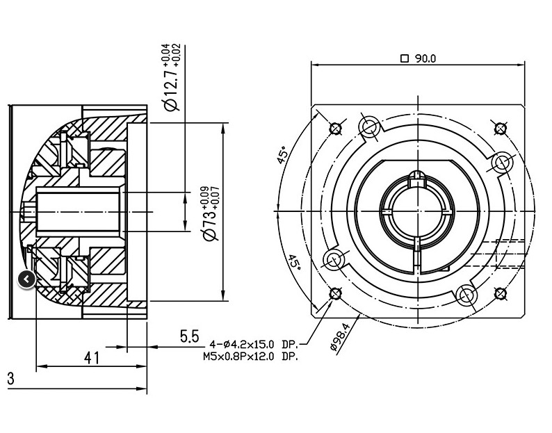 Nema 34 Motor Mount MPS-90-003-06-1,-090-0053-06 12.7mm Input