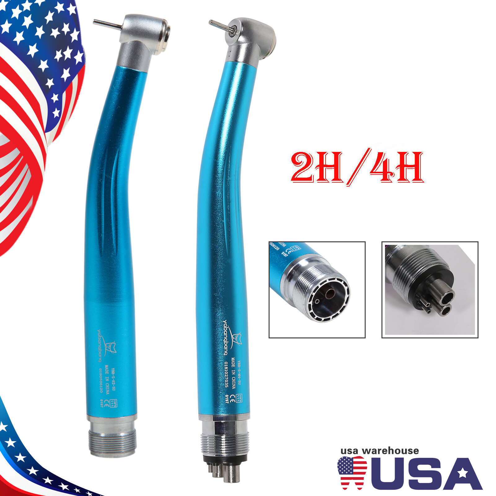 Dental Fast High Speed Handpiece Air Turbine Push Button 2/4Hole NSK Style Color