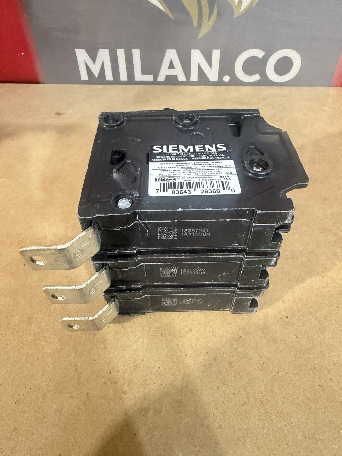 Siemens B315 15A 240V 3-Pole Bolt-On Circuit Breaker