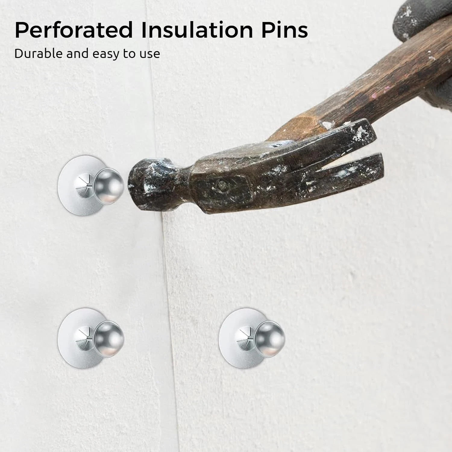 300 Pcs Insulation Pins with Washers & Dome Caps, Wall & Ceiling Fasteners
