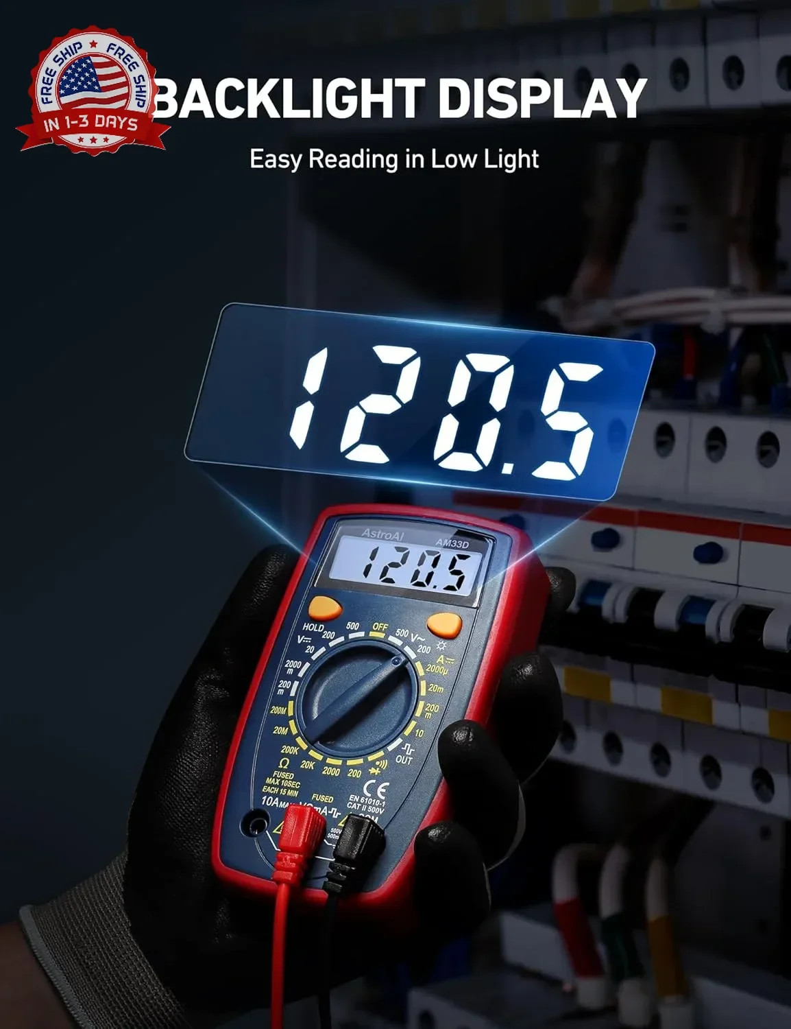 AstroAI Digital Multimeter Tester 2000 Counts with DC AC Voltmeter and Ohm Volt