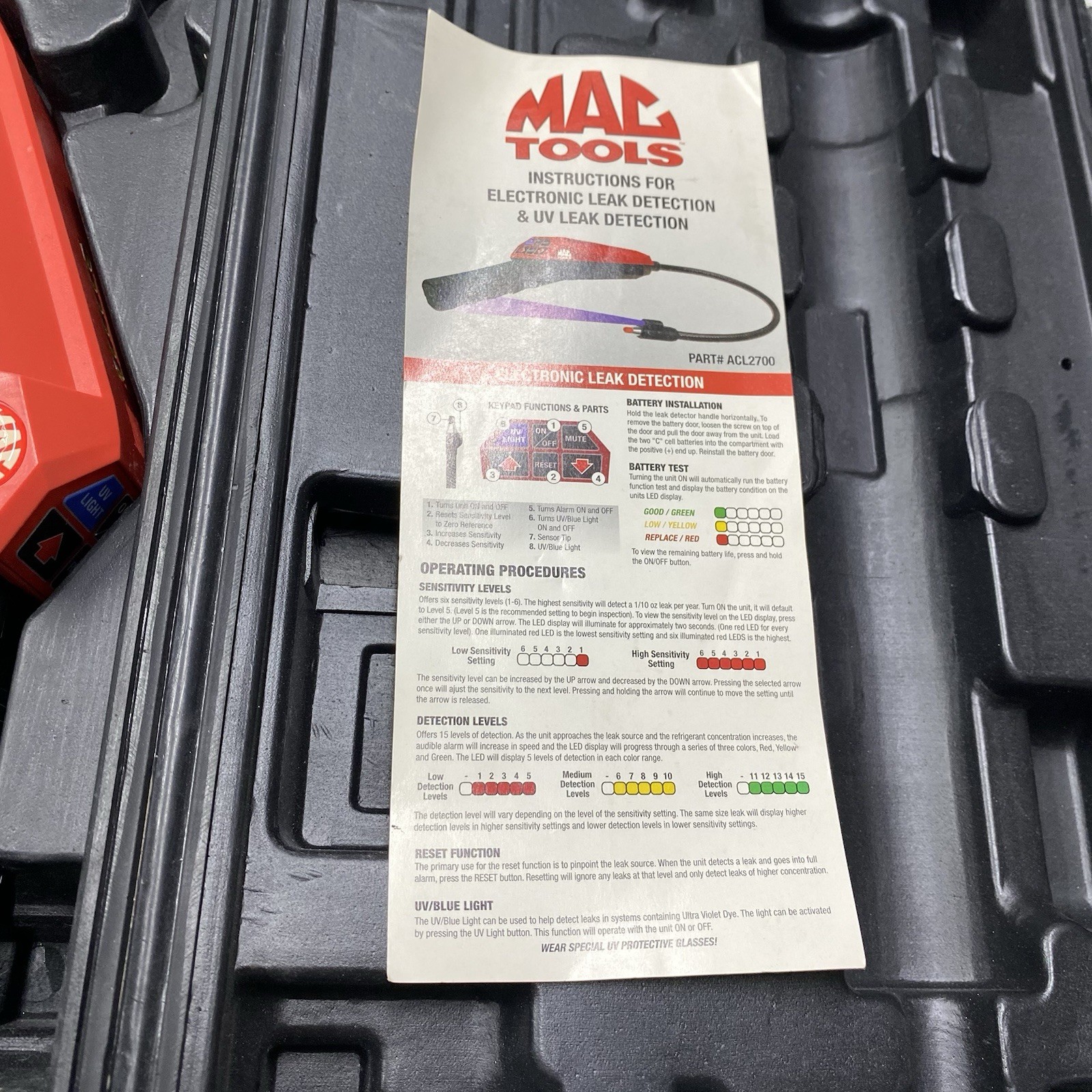 Mac Tools ACL2700 Electronic Leak Detector w/ UV Blue Light