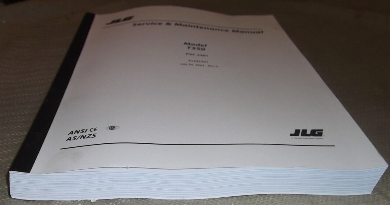 JLG T350 TOW BEHIND BOOM LIFT SERVICE SHOP REPAIR MAINTENANCE MANUAL