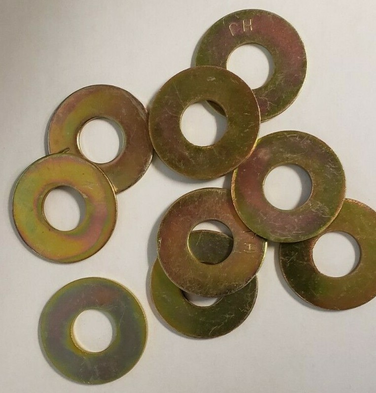 3/8″ USS Flat Washers Thru-Hardened Yellow Zinc