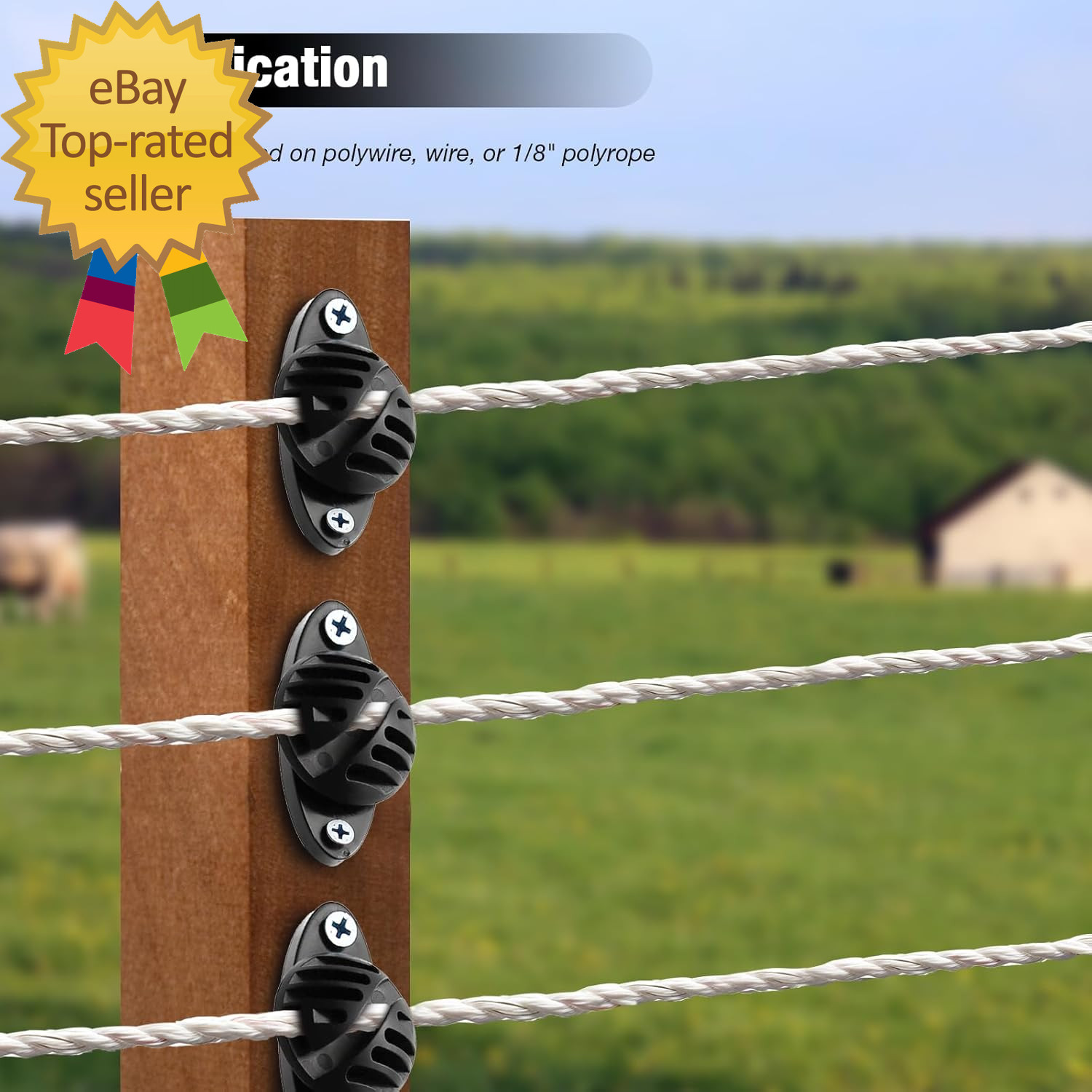 100 PCS Electric Fence Insulator with Screws, Black Wood Post Polywire Insulator