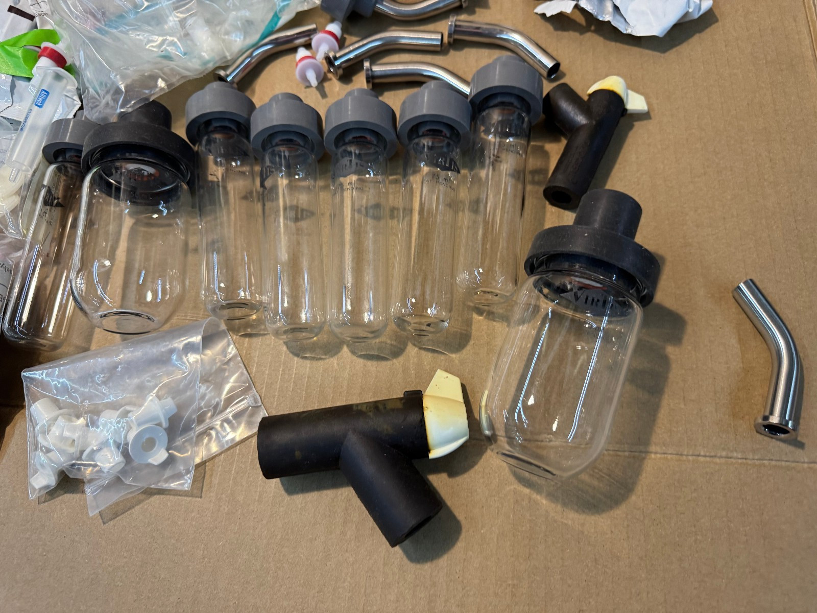 LOT VirTis 150mL 75 mL Fast-Freeze Lyophilizing Flask with Cap Snap-On Lids