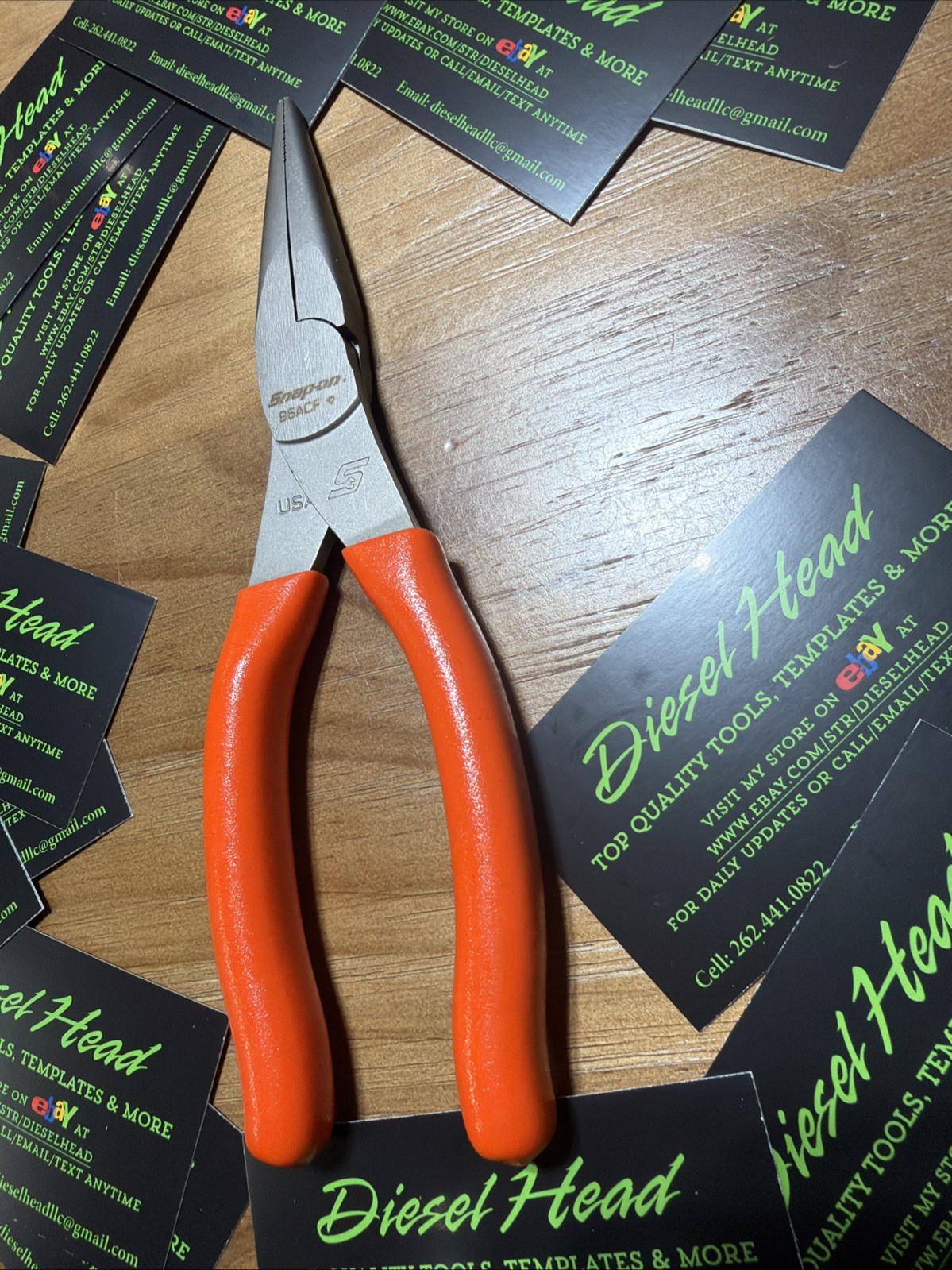 *NEW* Snap On Tools 96ACF NEON ORANGE Soft Grip Needle Nose Pliers