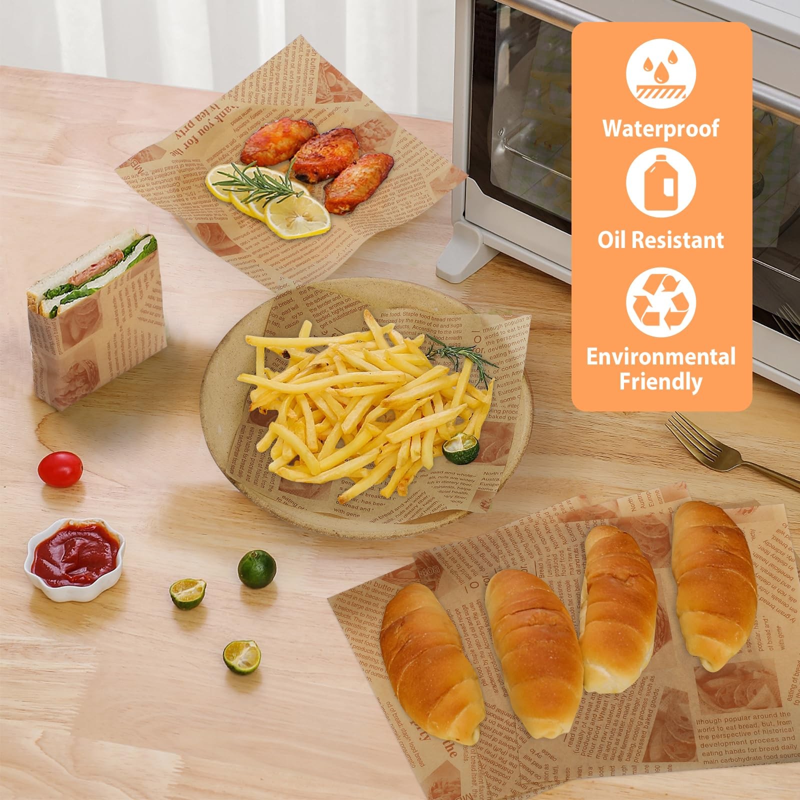 100 PCS Newspaper Print Deli Paper Sheets 7 * 7 Inch, Food-grade Greaseproof …
