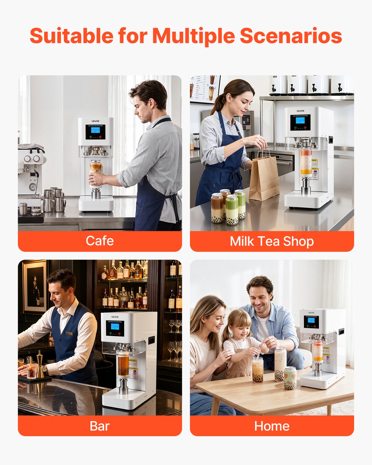 VEVOR Can Sealer Machine Automatic Commercial Soda Can Sealing Coffee Shop White