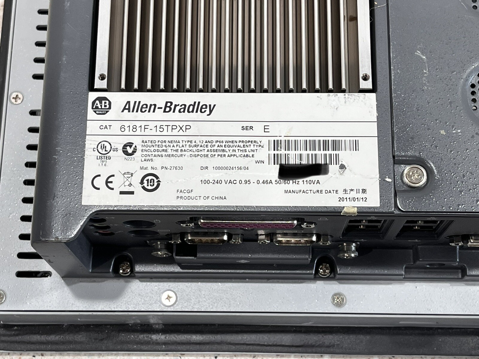 US SELLER Allen Bradley 1500P 6181P-15TPXP Integrated Display #2 W/ SCRATCHES