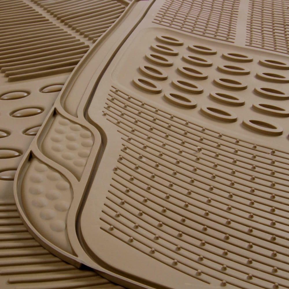 Car Floor Mats All Weather Heavy Duty Trimmable Tan Beige Rubber MT-654-BG_EBJ3