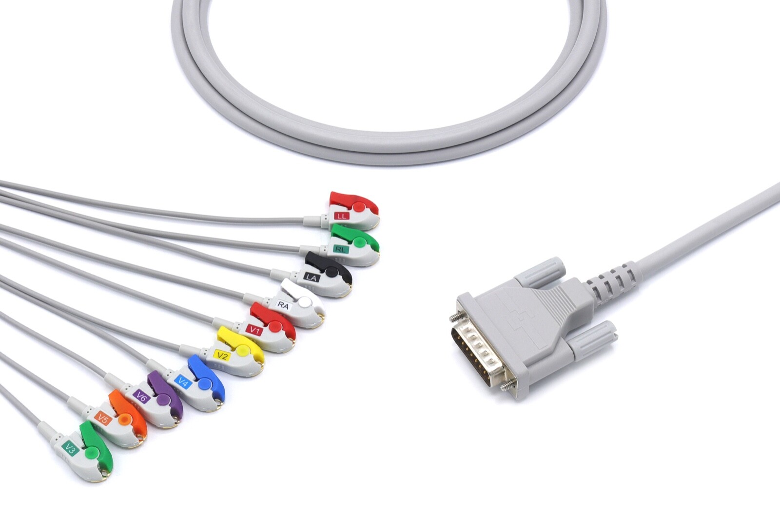 Schiller AT1, AT2 15 pin 10 Leads Grabber EKG Cable 4.0 – Same Day Shipping