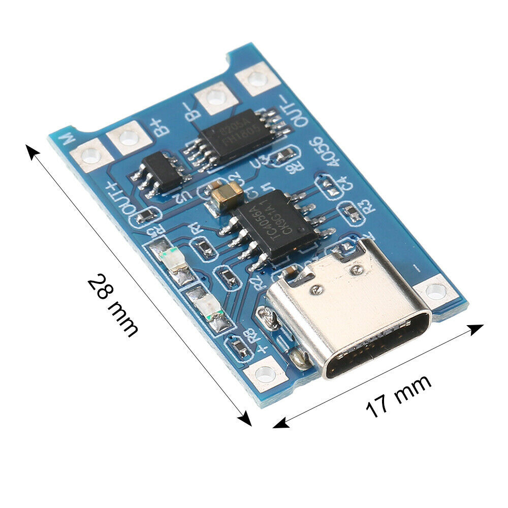 10pcs TP4056 5V 1A USB Type-C USB-C Lithium Battery Charging & Protection Board