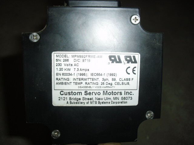 Custom Servo MPM892FRME-AM Servo Motor 230VAC 1.20kw 7.3A