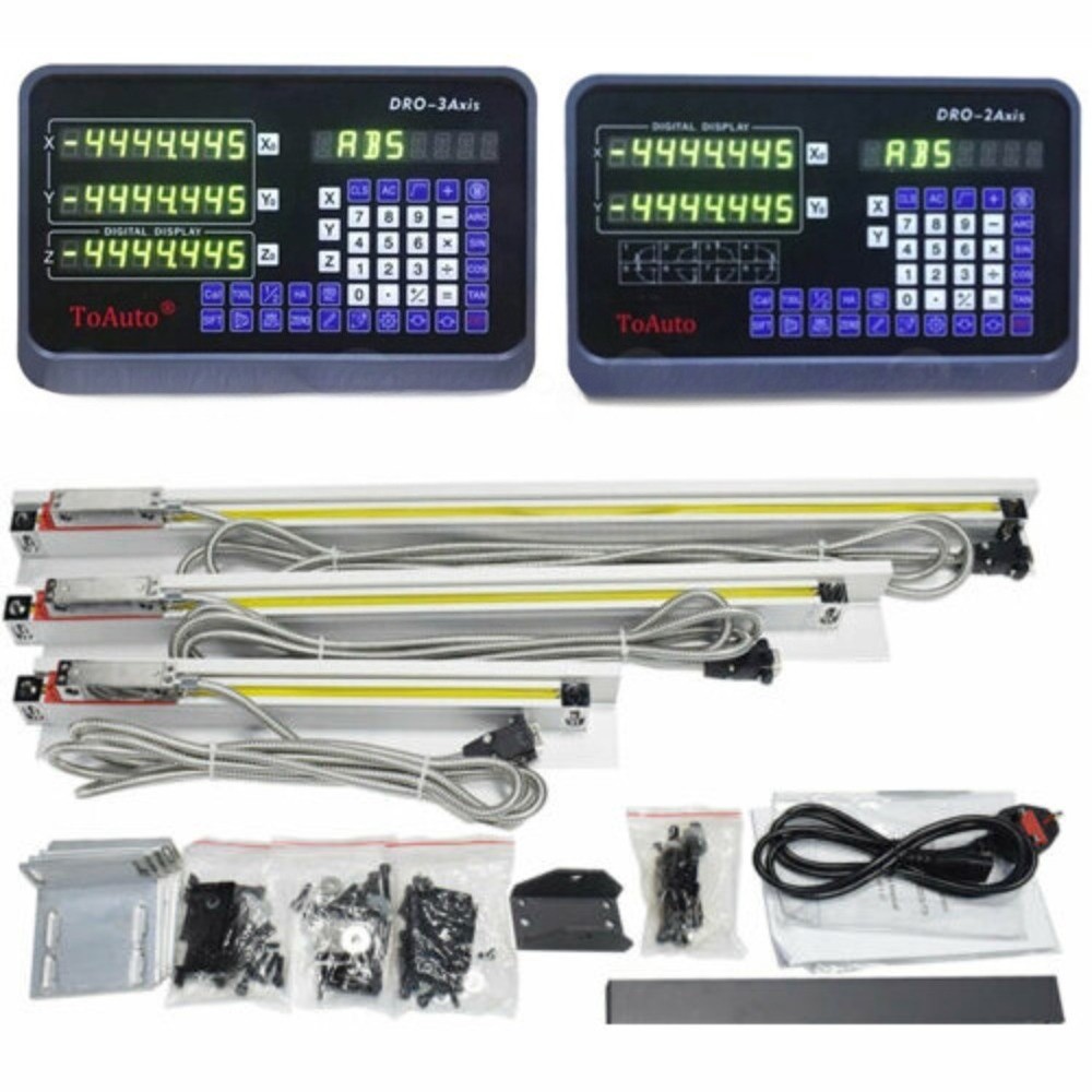 New TOAUTO Linear Scales 5um+DRO Digital Readout 2/3 Axis for Bridgeport Mill