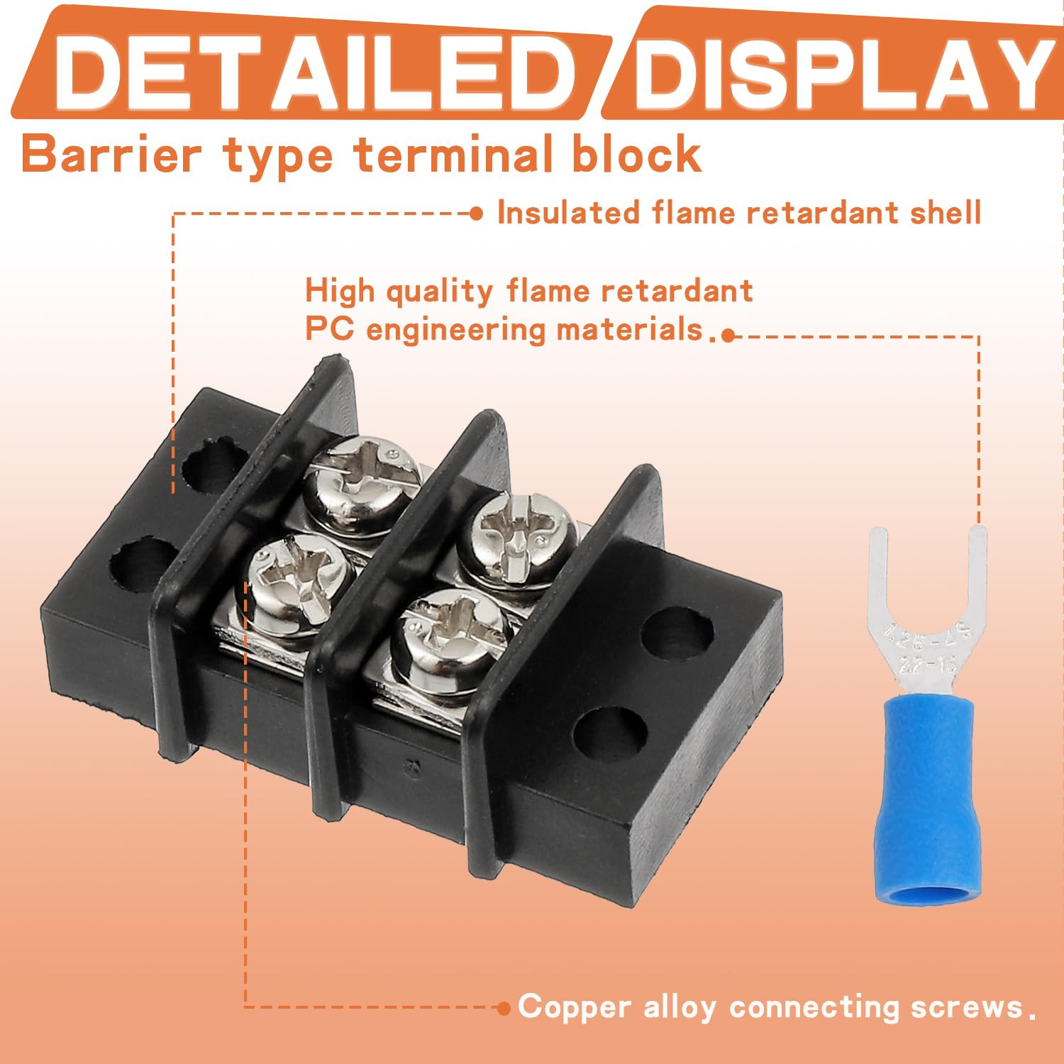 2 Circuits 2 Positions Terminal Block 20-30A 200-450V Dual Row Screw Terminals S