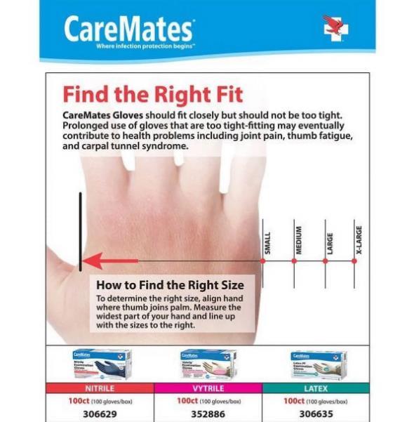 SM CareMates Latex PF Medical Examination Gloves X-Large 100 Count Box (3 Pack)
