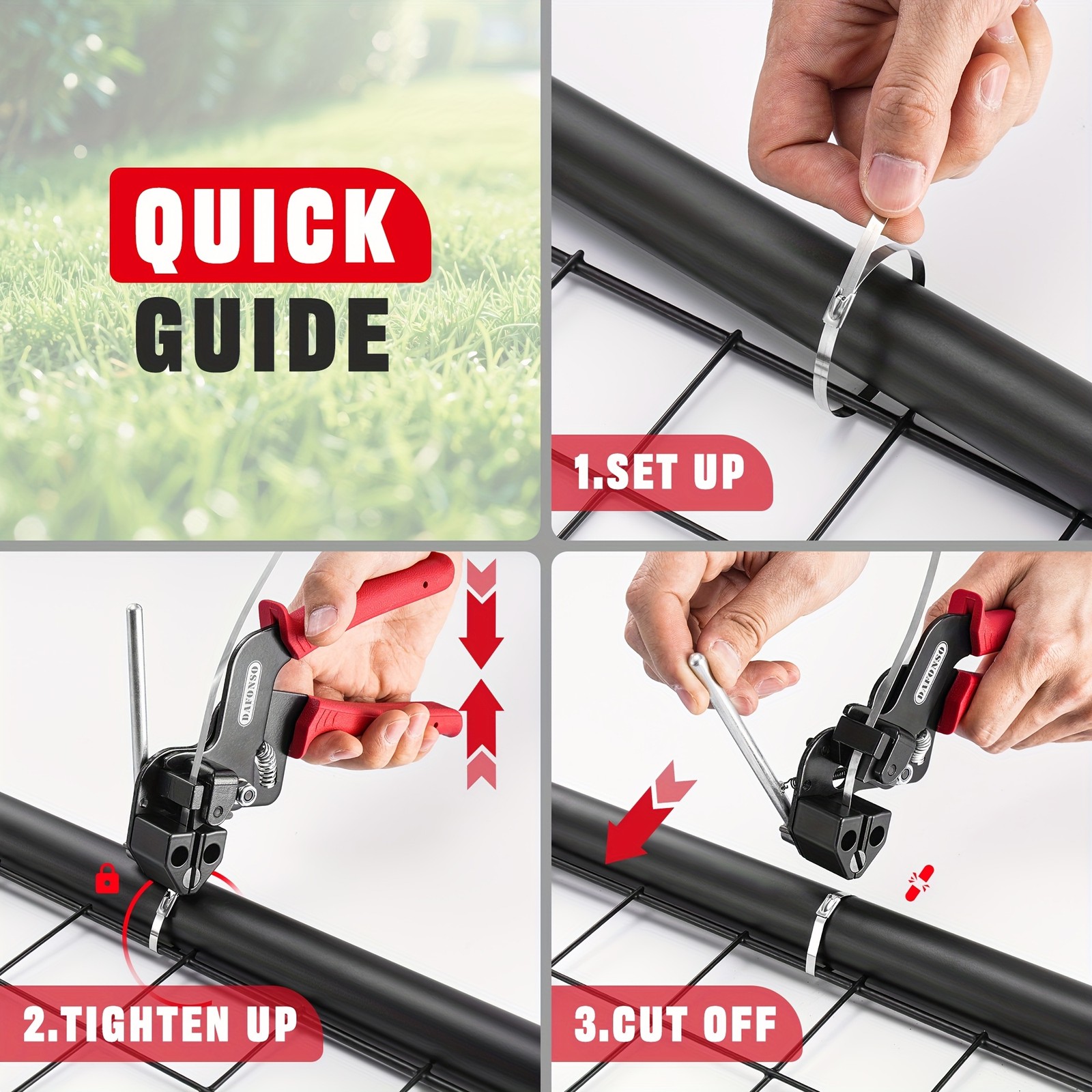 Cable Tie Tool Gun Kit Stainless Steel Zip Tie Cutter + 150 pcs Metal Zip Ties✅