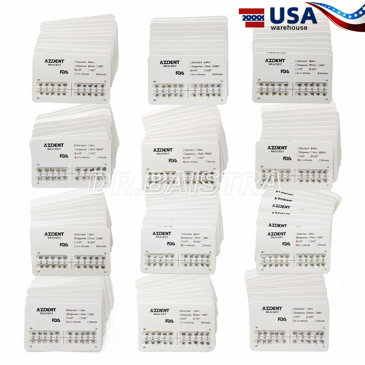 Dental Orthodontic Metal Bracket Braces Mini Standard Roth MBT 018 022 AZDENT
