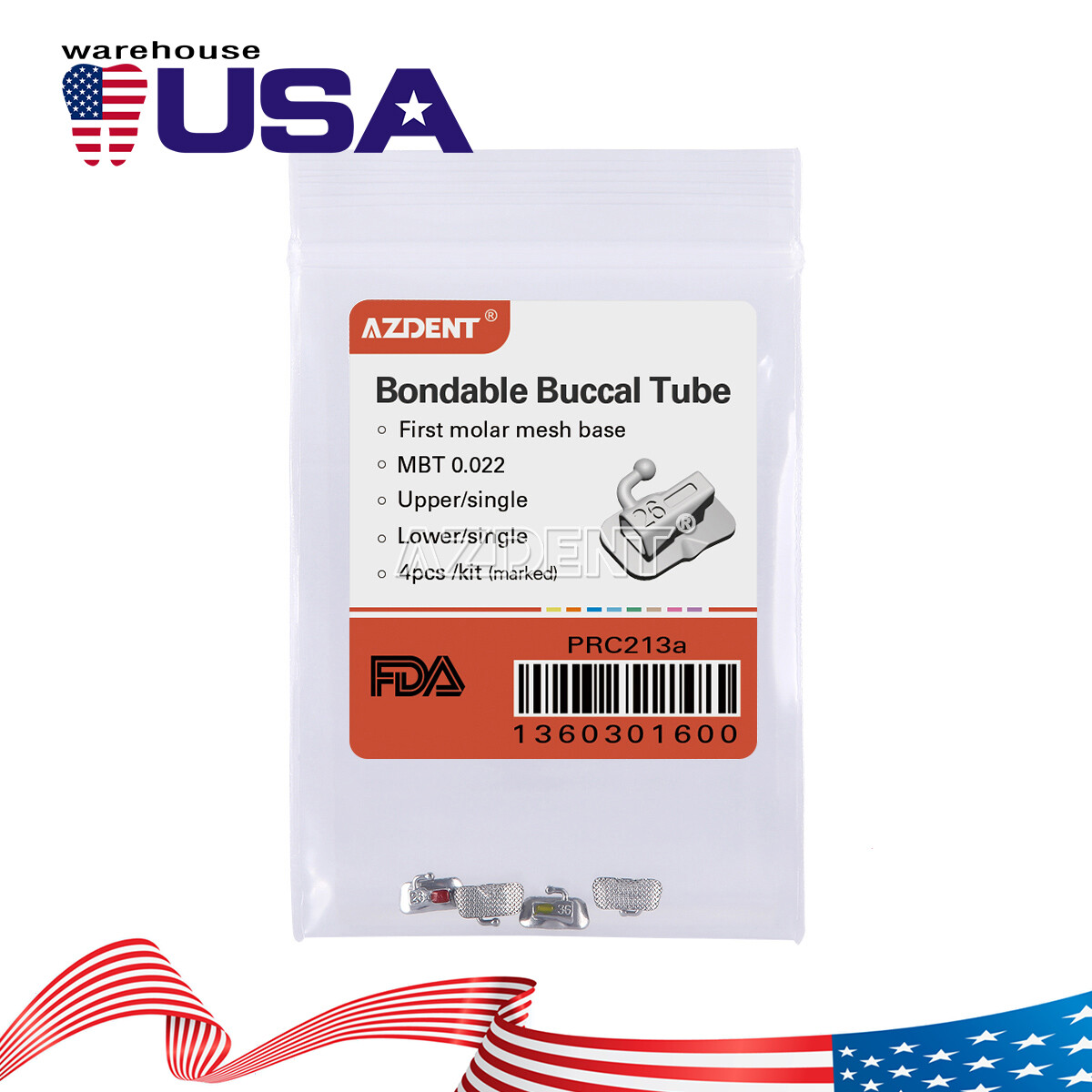 10Pack Dental Tubo Bucal de Ortodoncia No Convertible 1er Molar MBT 022