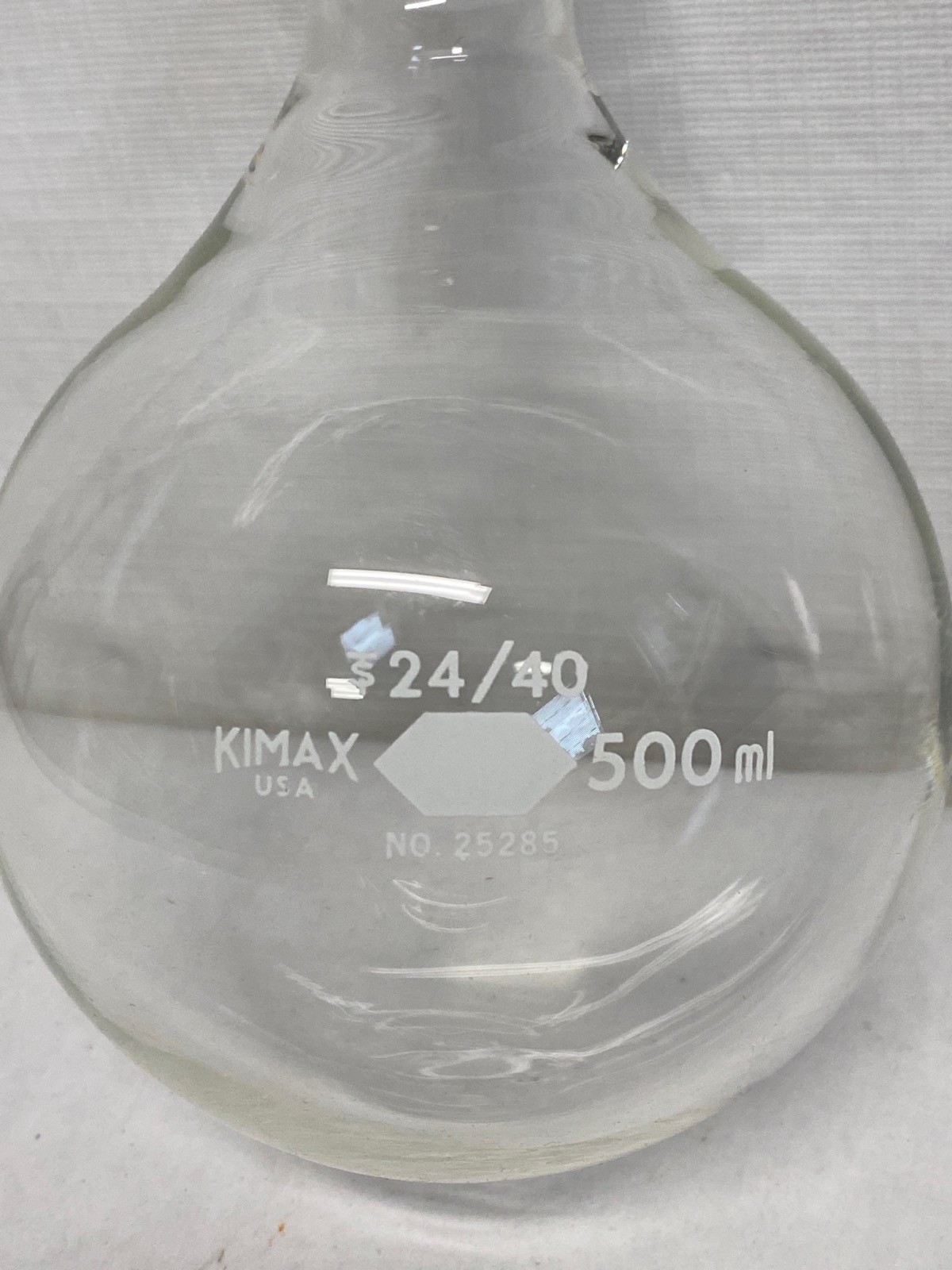 New KIMAX Glass 500mL 24/40 Single Neck Round Bottom Flask 25285-500