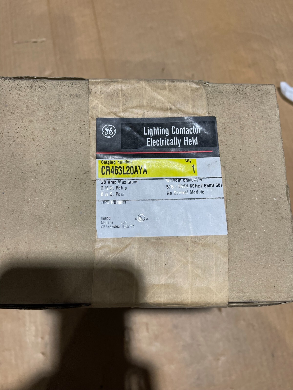 GE LIGHTING CONTACTOR ELECTRICALLY HELD 30 AMP 575V-600V COIL CR463L20AYA CR463