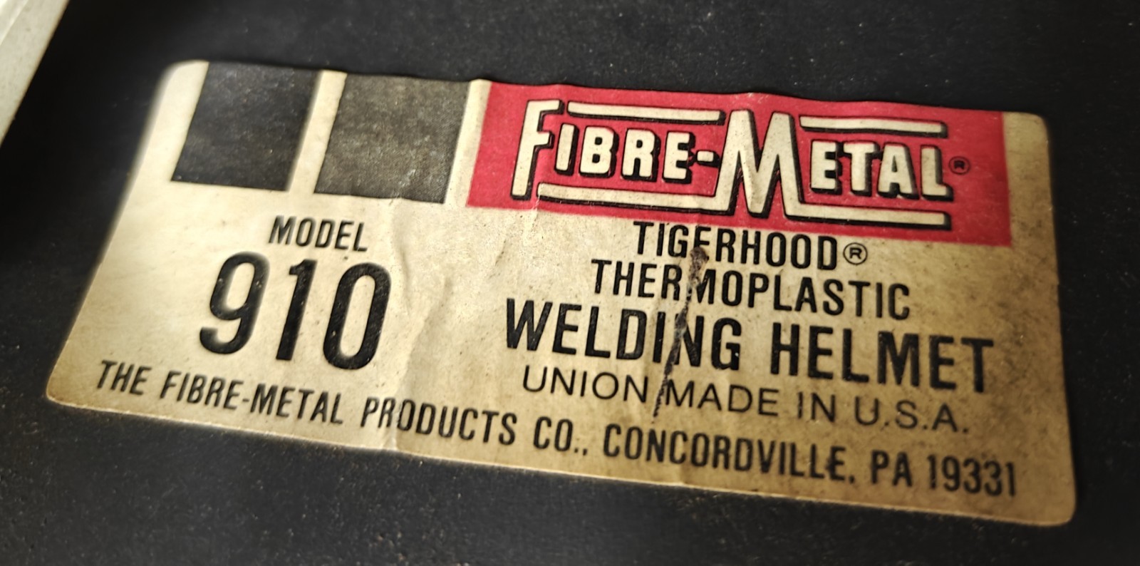 Vintage Fibre Metal Welding Helmet Mask Face Shield Model 910 USA Thermoplastic