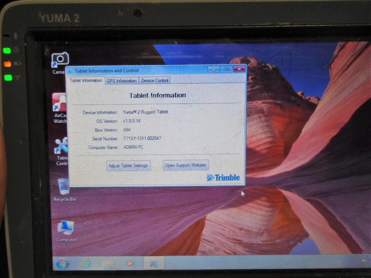 Trimble YUMA 2 Rugged Tablet Atom N2600 1.6GHz 4GB/128GB w/ Batt, AC Adapter (G)