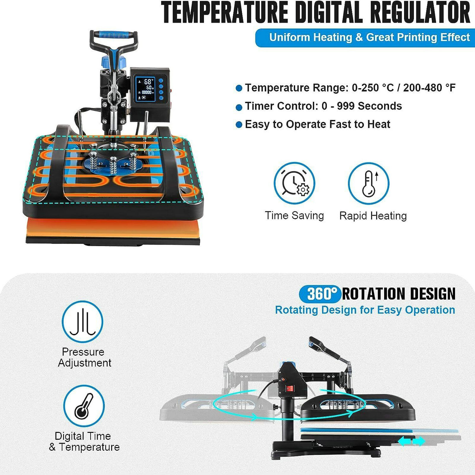 8 in 1 T-Shirt Heat Press Machine 15″x15″ Transfer Sublimation With 30OZ Tumbler