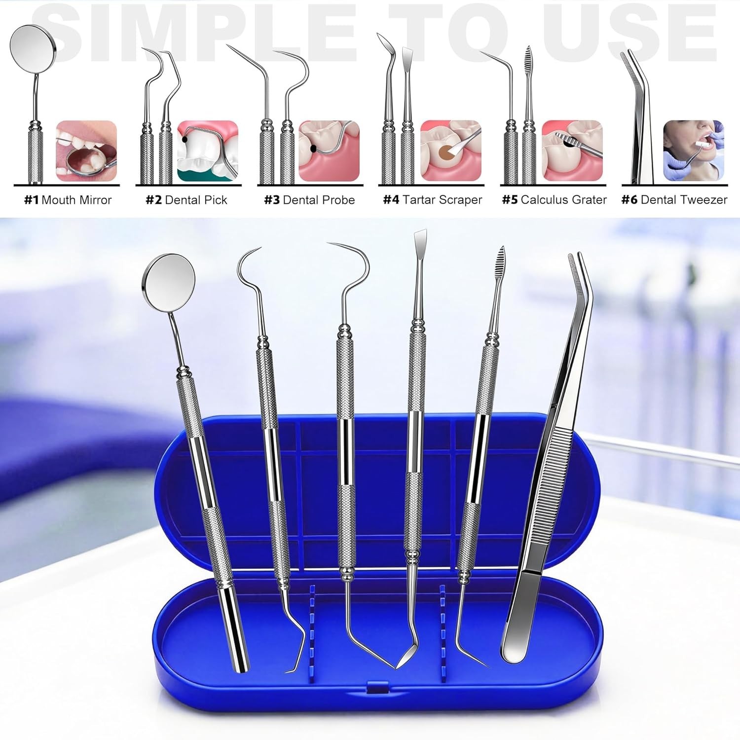 Dental Tools, Plaque Remover Teeth Cleaning Tool﻿s Kit, Stainless Steel Denta…
