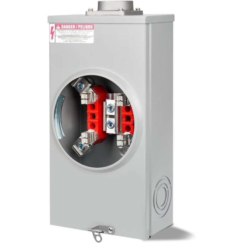 200 Amp Meter Socket, 4 Jaw Meter Base, 600V 3 Wire Ringless Type
