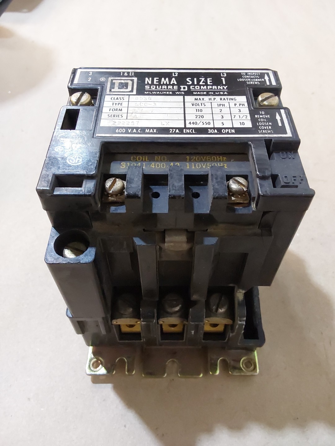 Square D Size 1 8536 SCO3S Series A