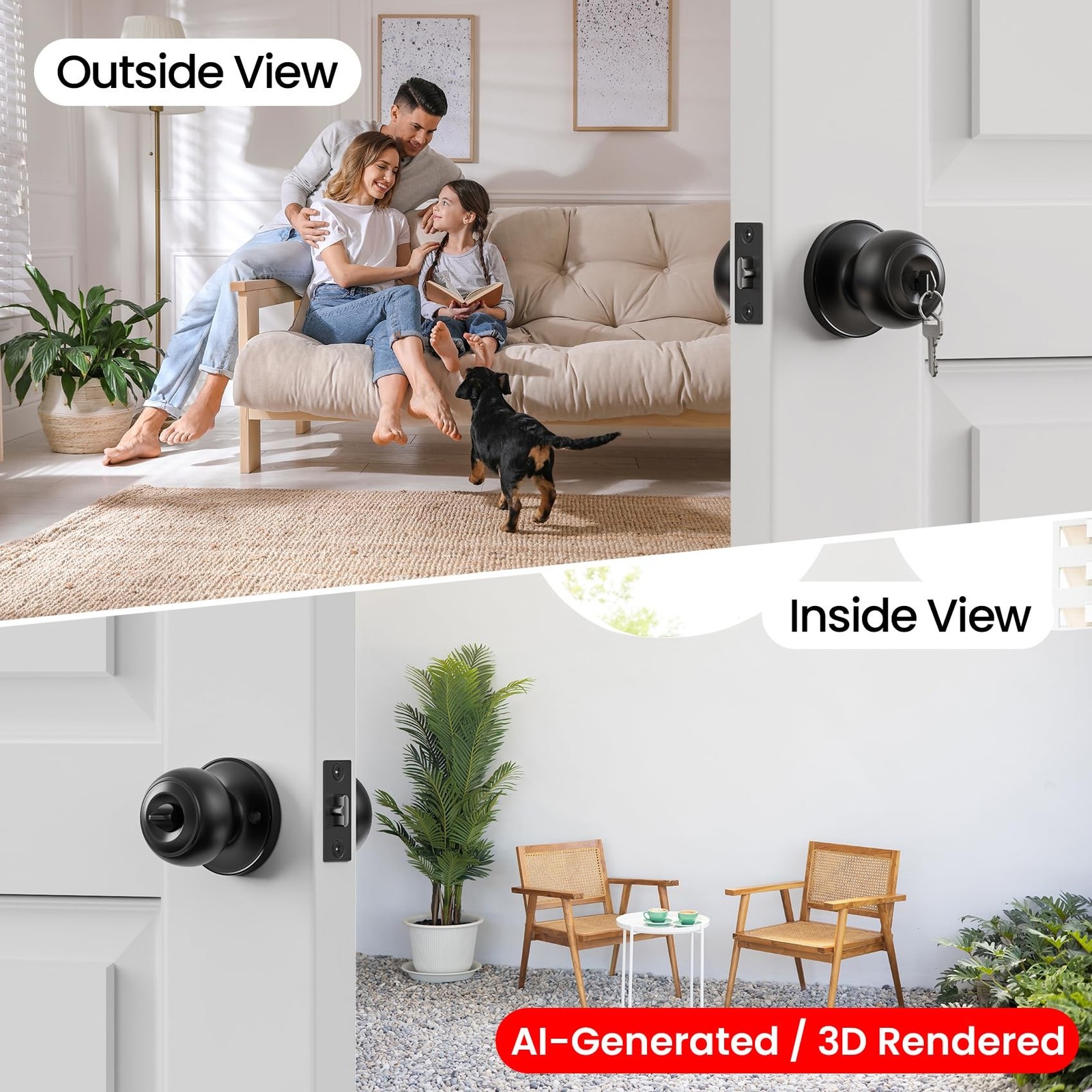 TDCHINGES 6 Pack Keyed Black Door Knob with Lock Key for Bedrooms Bathroom Cl…