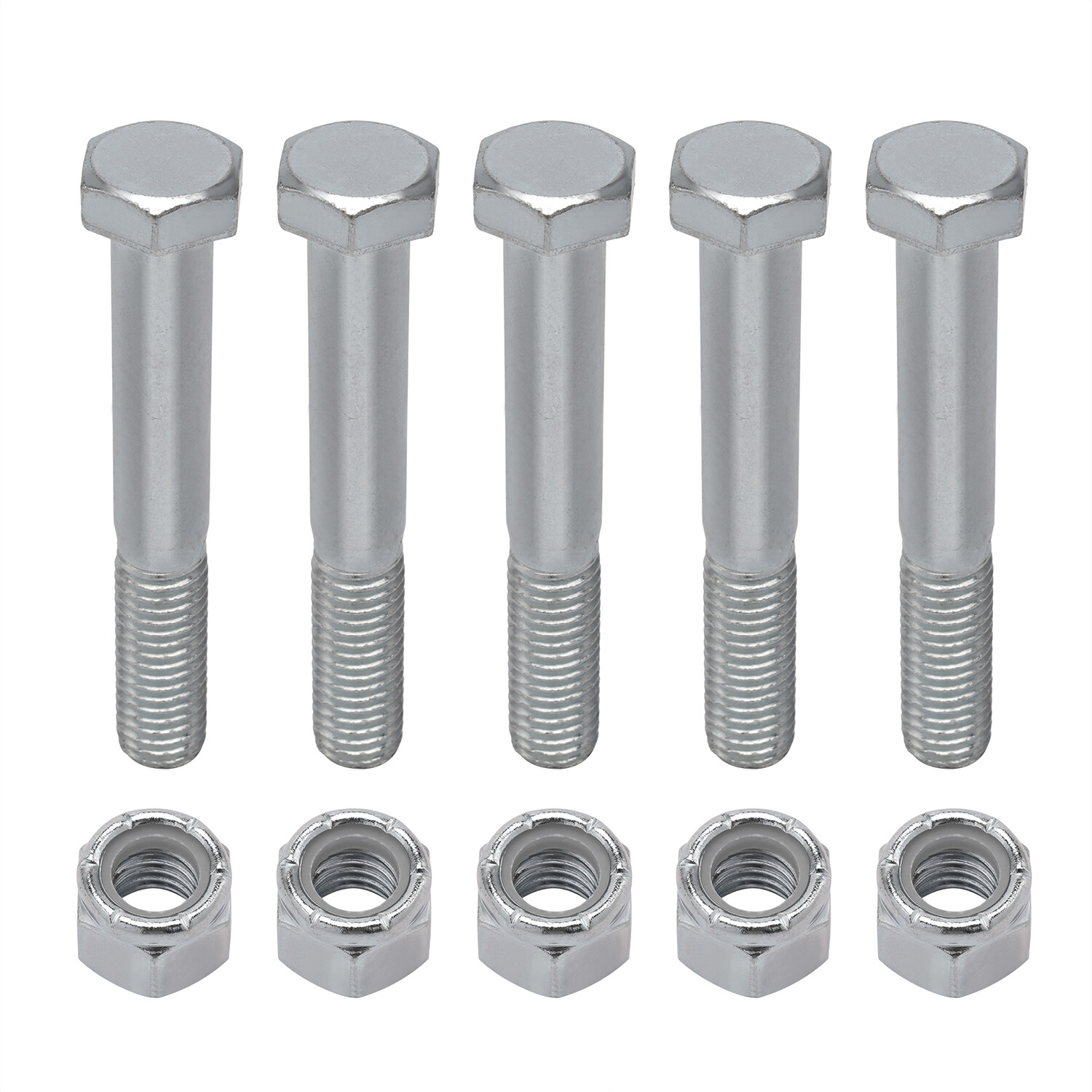 Grade 2 Shear Bolts for Rotary Cutters 1/2″ x 3-1/2″ with Nylock Nuts – 5 Pack