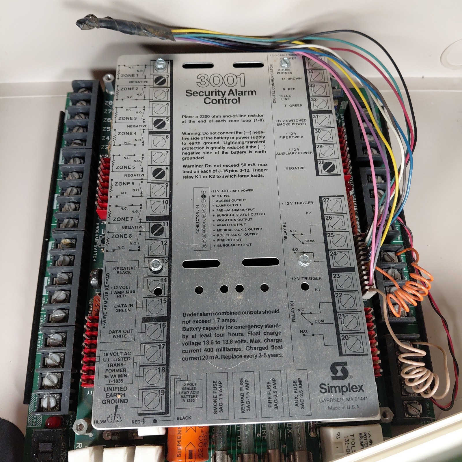 UNTESTED Simplex 3001-9001 Security and Fire Alarm Control Panel & Manuals READ