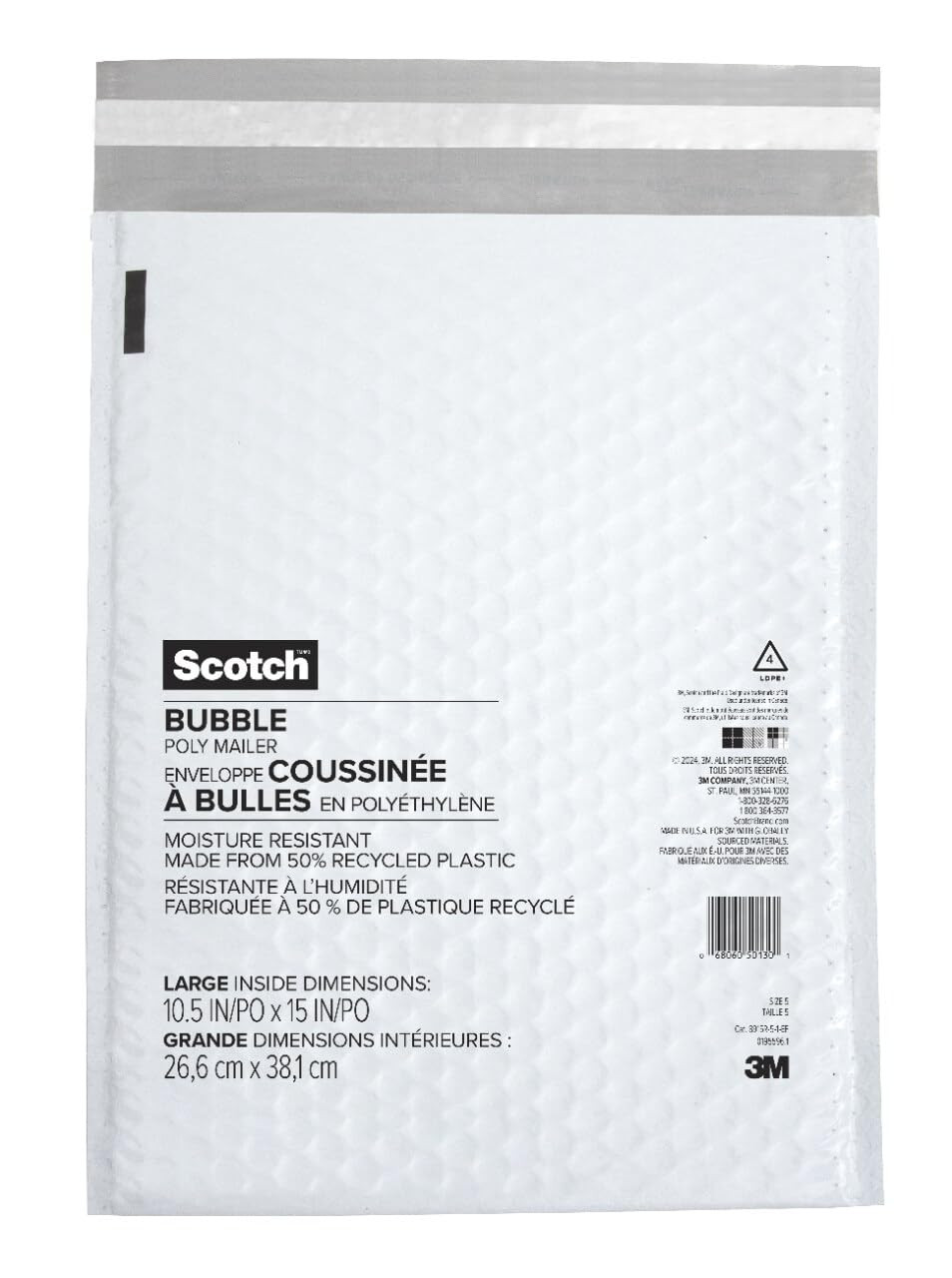 Scotch 3M Poly Bubble Mailer White Size 5 10.5×15 Self-Seal Padded Shipping New