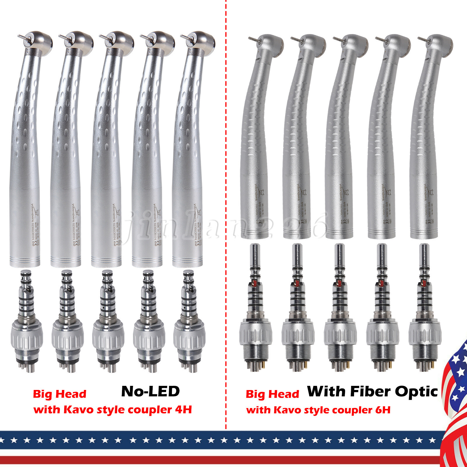 Yabangbang Dental High Speed /LED Fiber Optic Handpiece/4/6 Holes Quick Coupler